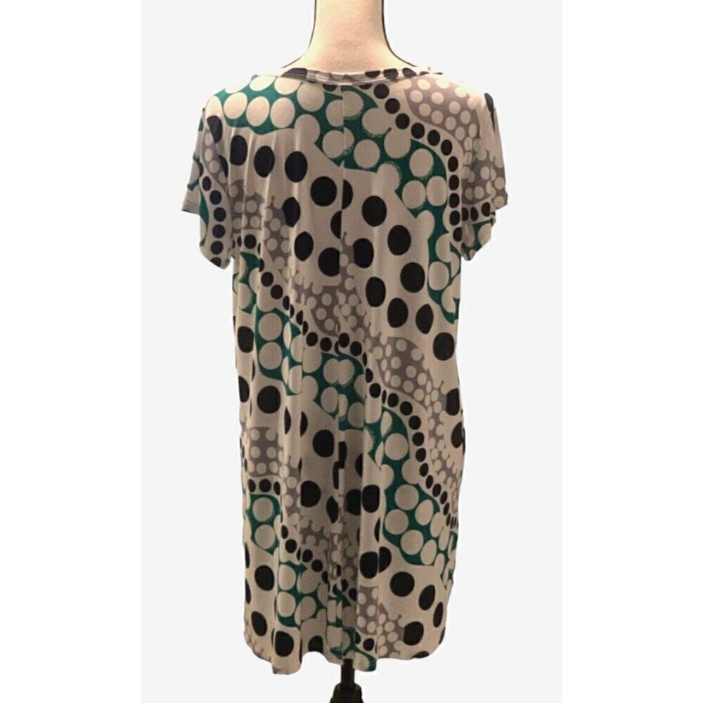 Crepas Women Mini Shirt Dress Tunic Size L Keyhole Multicolor Short Sleeve